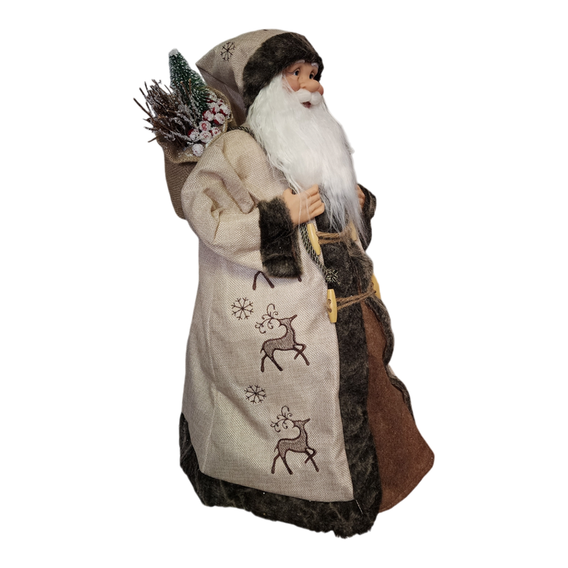 Woodland Cone Santa - Holding a Sled - 24 Inches Tall