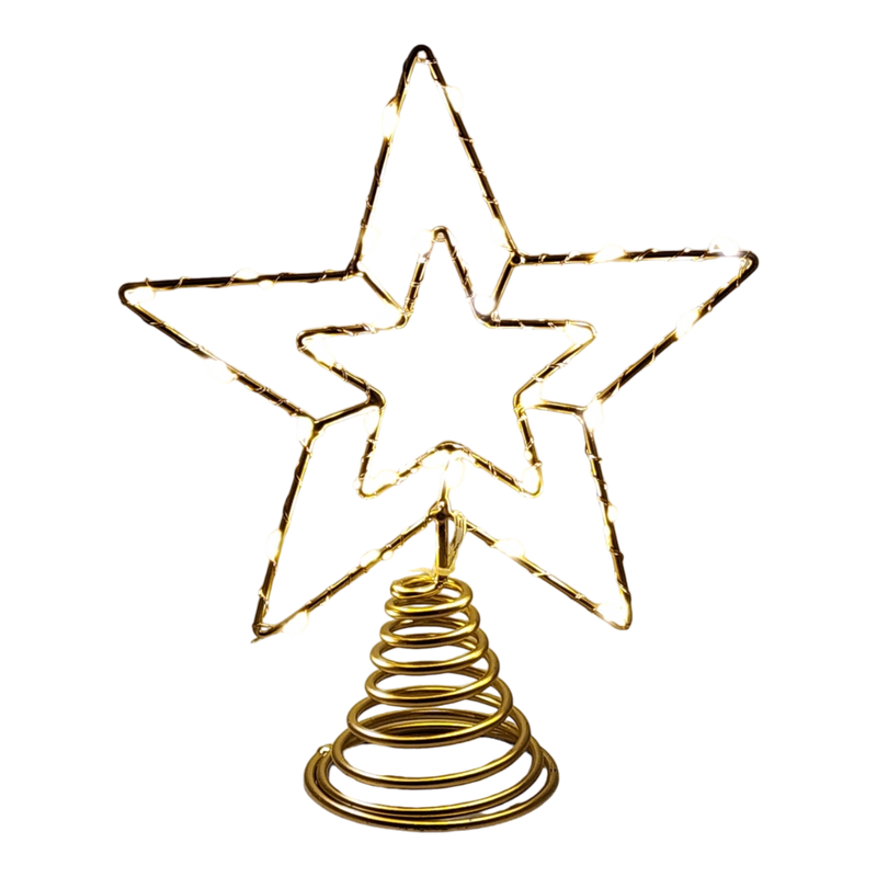 Gold Star Tree Topper with 30 Warm White Lights