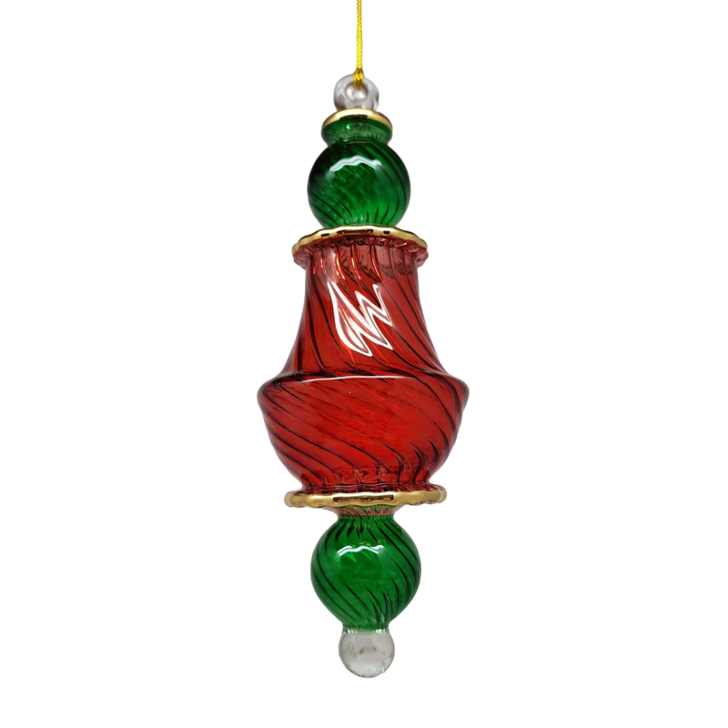 Egyptian Glass Two Tone Scalloped Vase Ornament