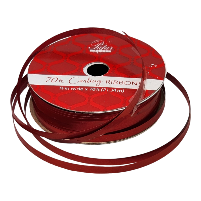 1/8 Inch Curling Ribbon - 70 Feet Long - Red