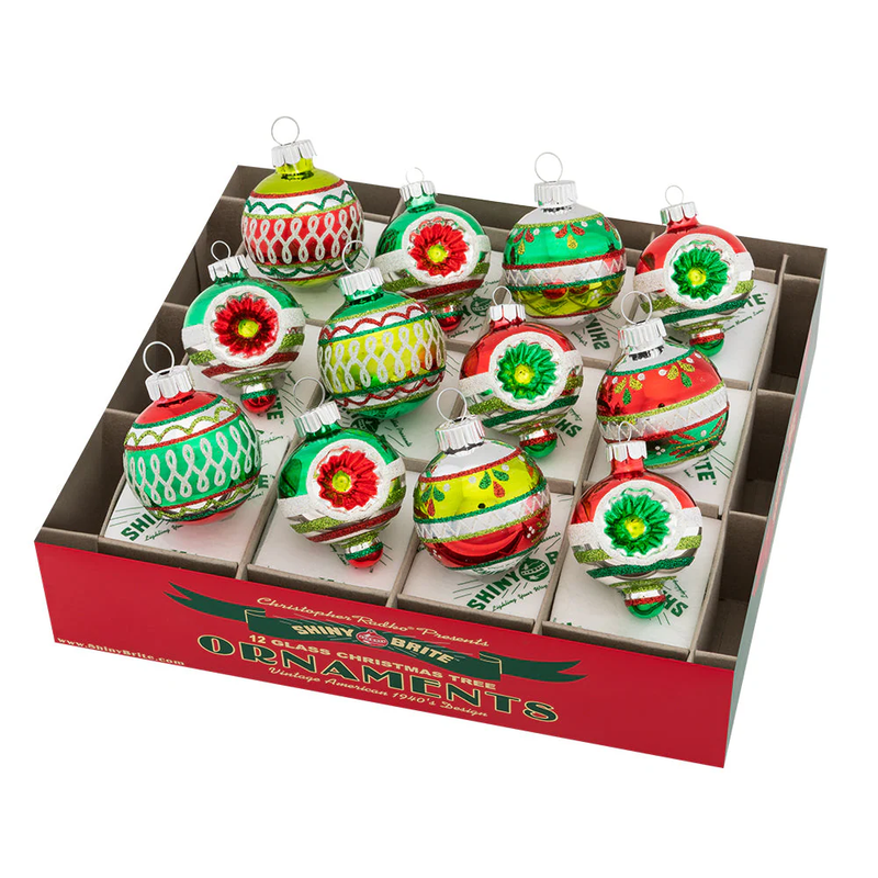 Holiday Splendor Glass Rounds and Shapes Ornaments - 16 Pack