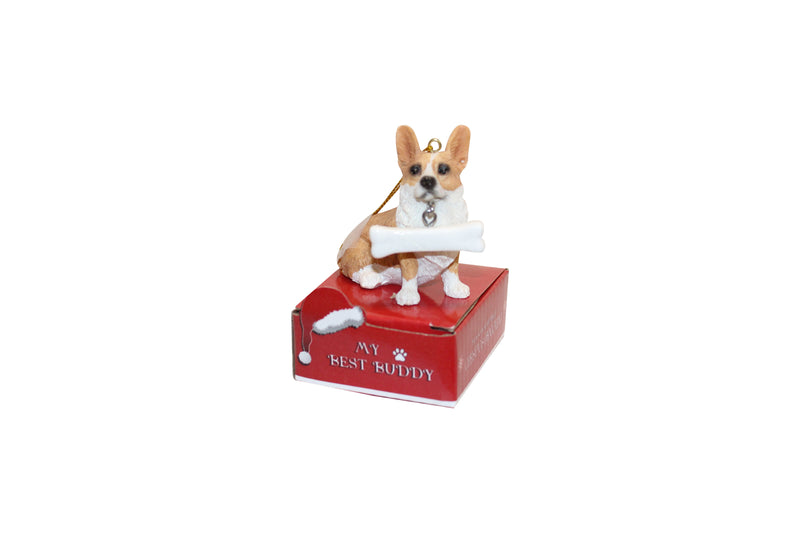 Welsh Corgi with Bone Ornament