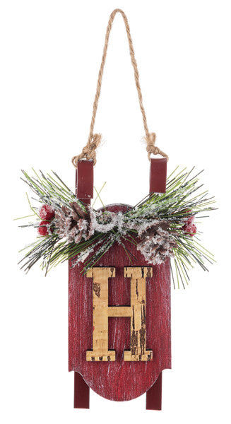 Monogram Sled Ornament -