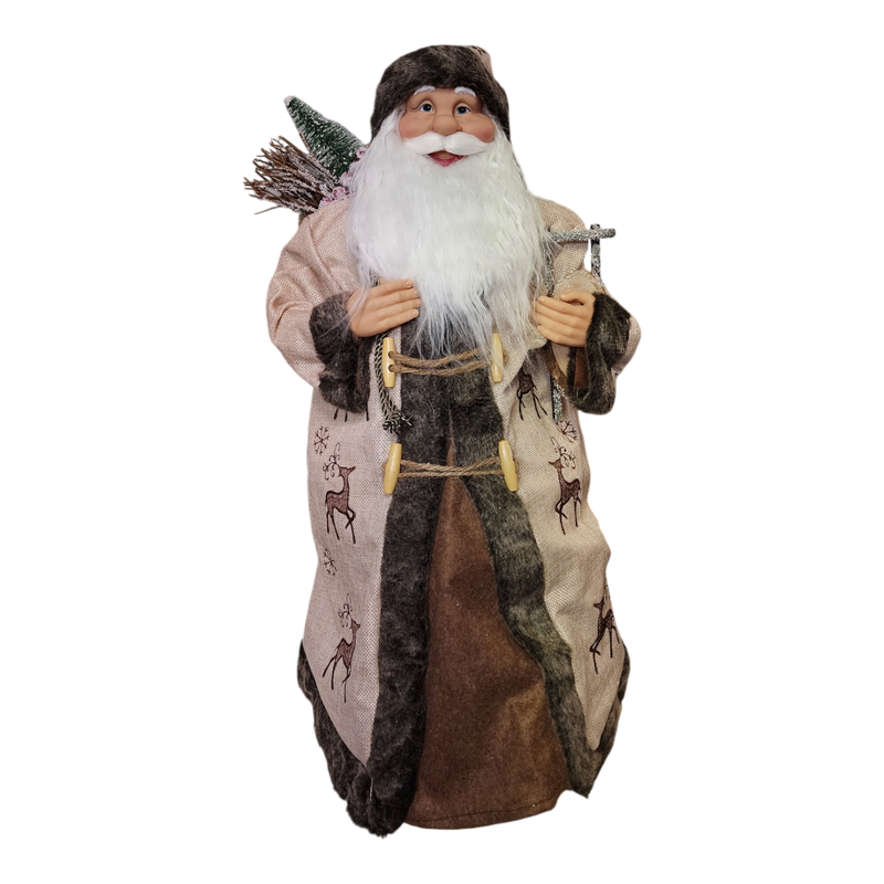 Woodland Cone Santa - Holding a Sled - 24 Inches Tall