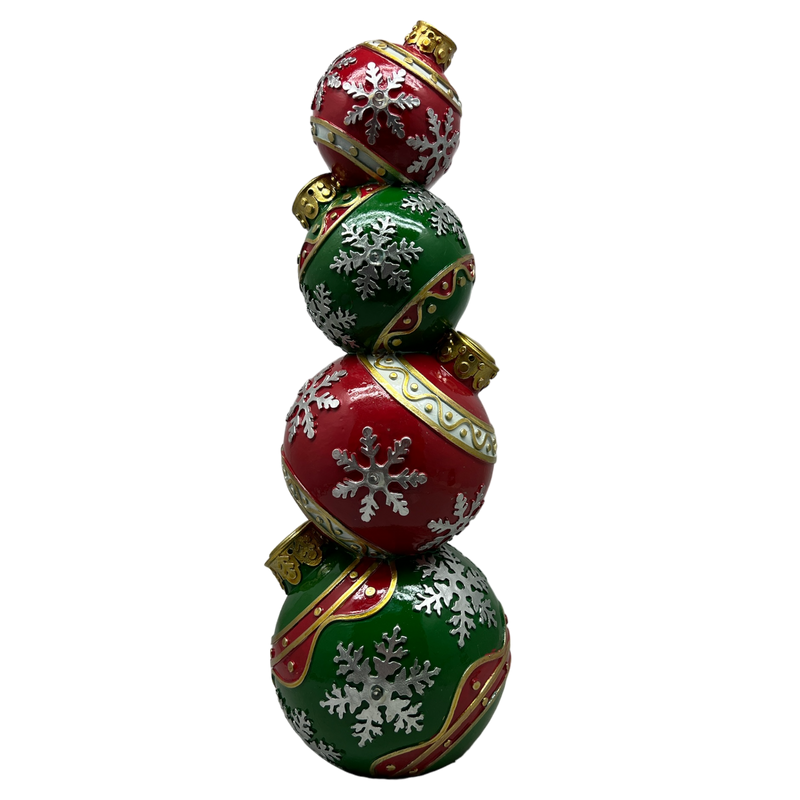 Lighted Red & Green Ornament Stack - 15 Inch