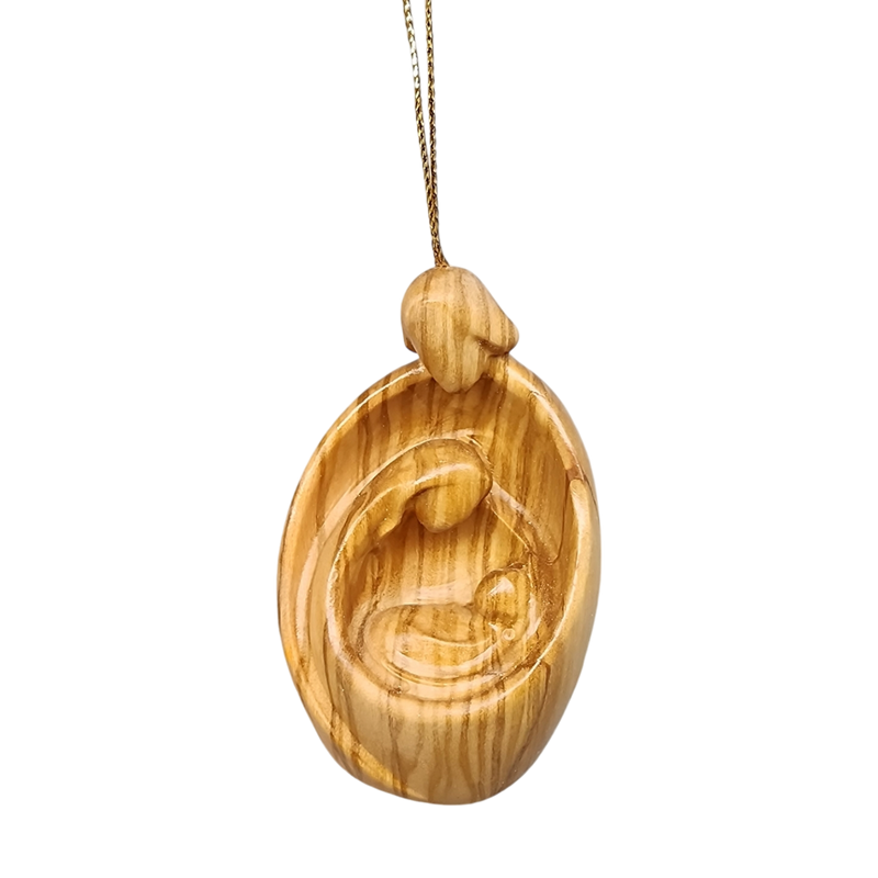 Modern Style Nativity Scene Ornament - Olive Wood - 3.5 Inch