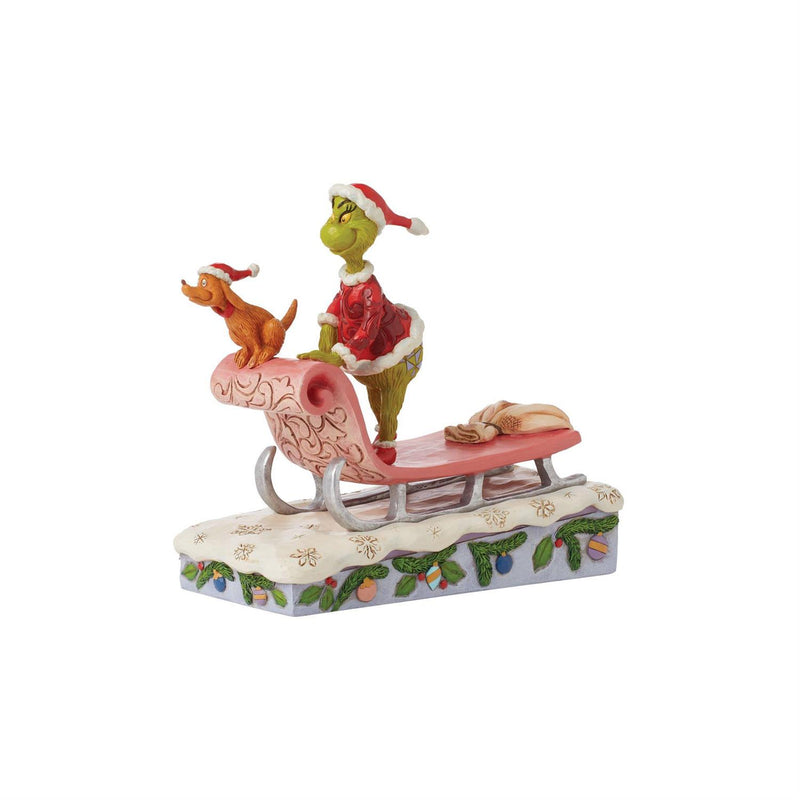 Jim Shore Grinch and Max on Sled Figurine