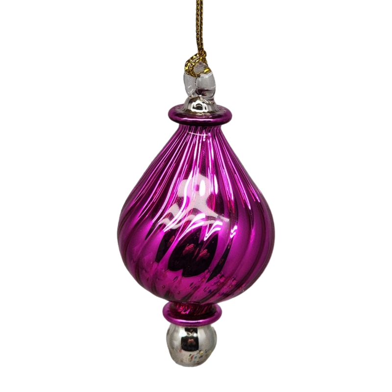 Shiny and Cute Egyptian Glass - Swirled Teardrop - Pink