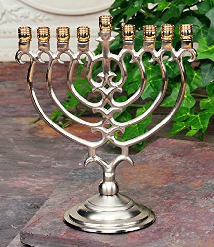 Nickle Brass Menorah - Tree Design