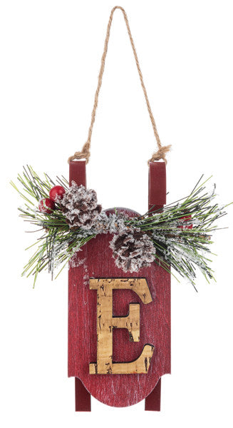 Monogram Sled Ornament -