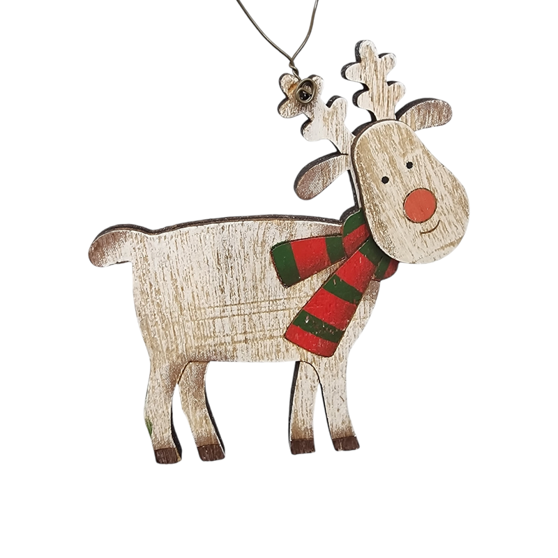 Rustic Wooden Reindeer Ornament -