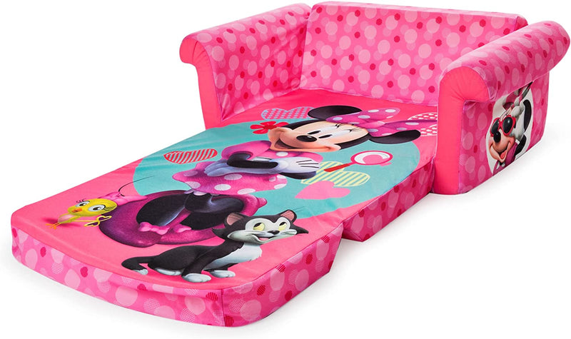 Marshmallow Furniture, Children's 2-in-1 Flip Open Foam Compressed Sofa, Minnie Mouse