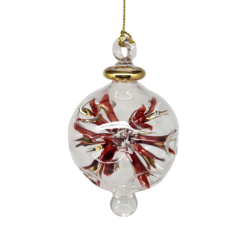 Blown Glass Pierced Starburst Ornament - Red