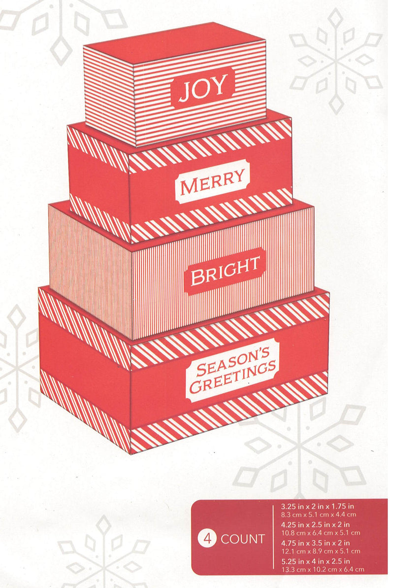 4 Piece Treat Tower Interlocking Gift Boxes - Red