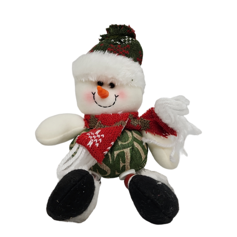 Plush Snowman Ornament with Button Legs