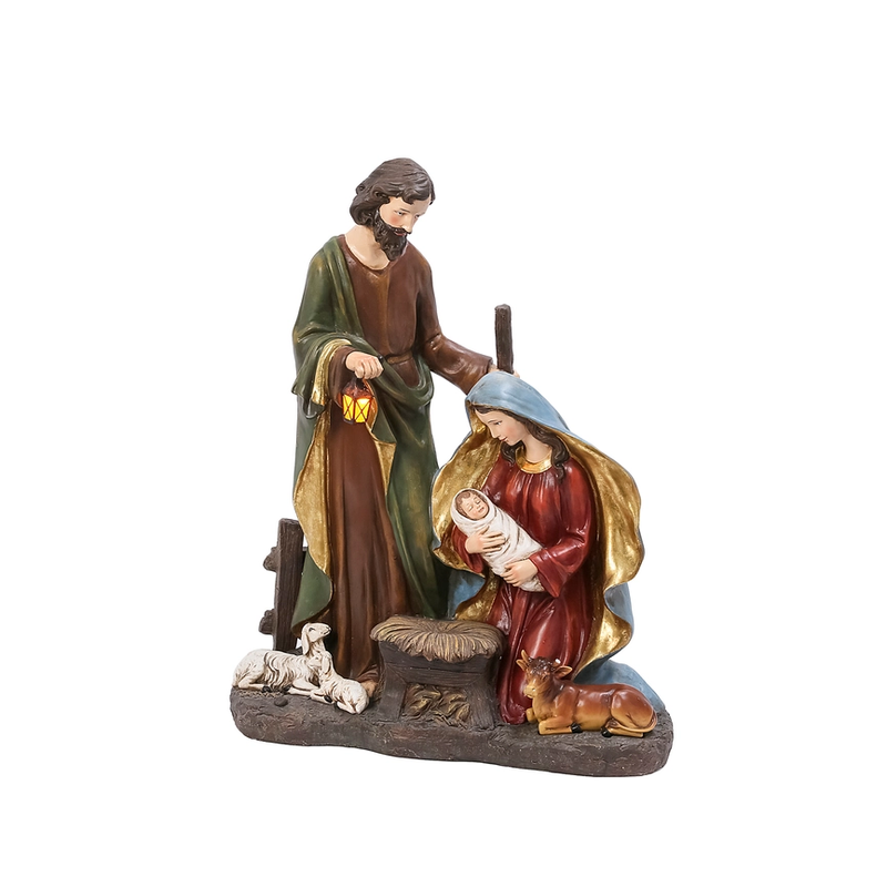 38 Inch Magnesium Nativity Figurine with Lighted Lantern