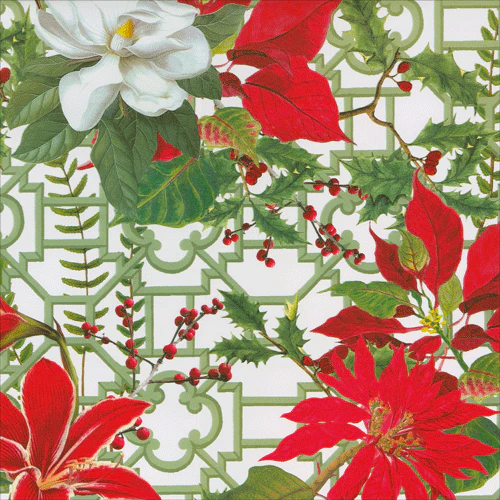 Christmas Garden White Gift Wrap - 30" X 8' Roll