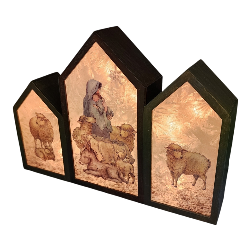 Madonna And Child Panel Lamp - Blue