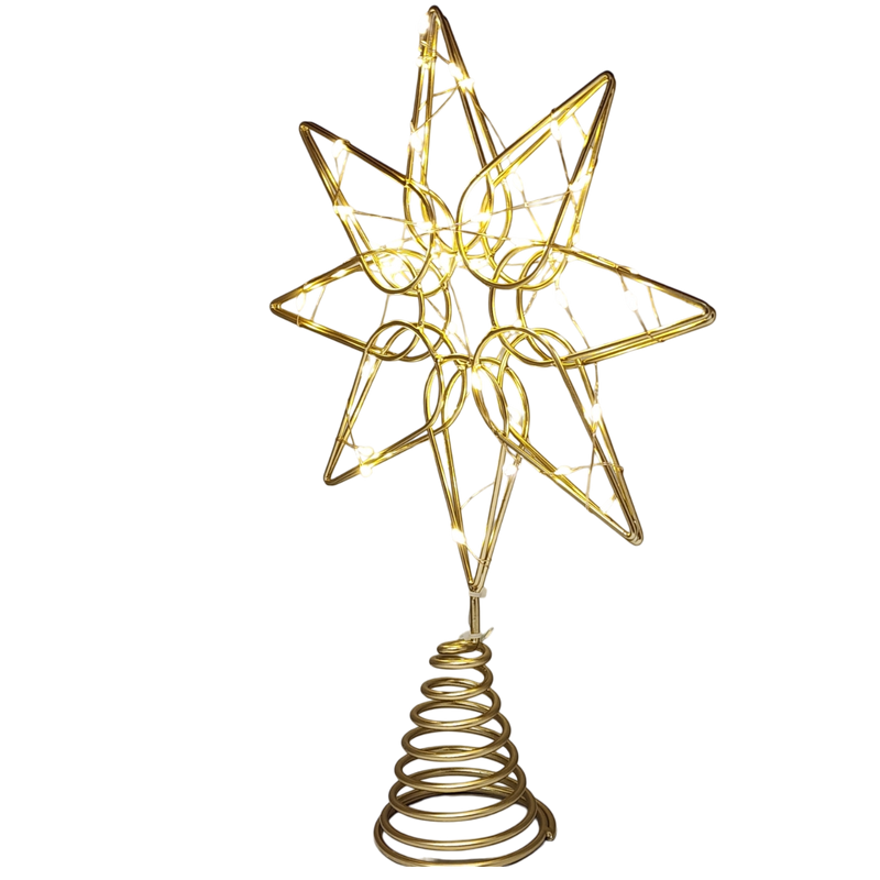 Gold Octagram Star - Tree Topper - 13 Inch