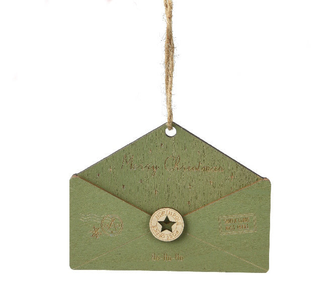 Wooden Letter to Santa Ornament - Green