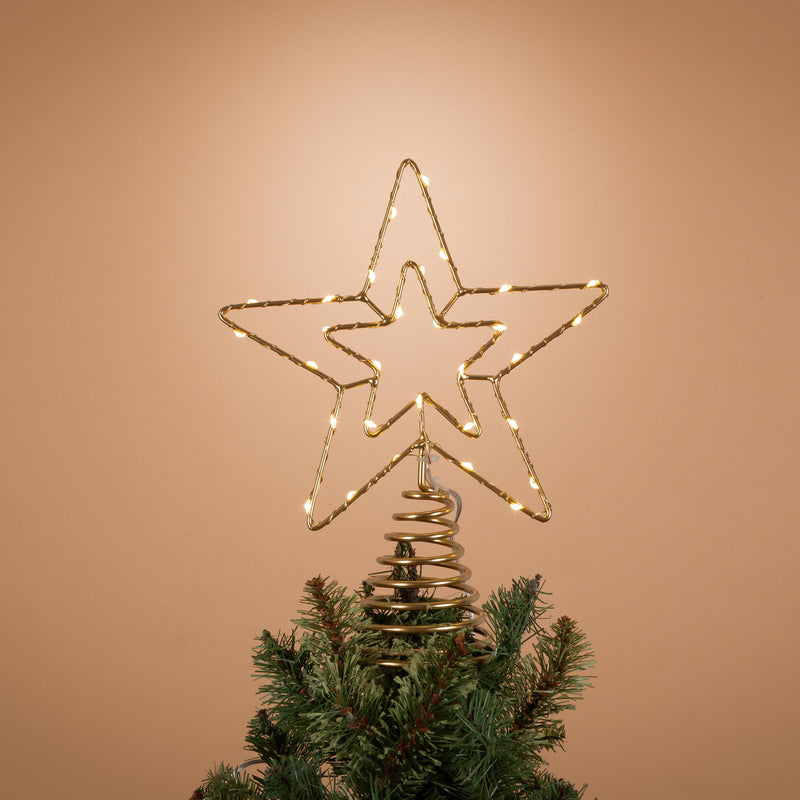 Gold Star Tree Topper with 30 Warm White Lights