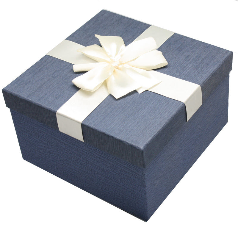 Elegant Square Gift Box - Blue Medium - The Country Christmas Loft