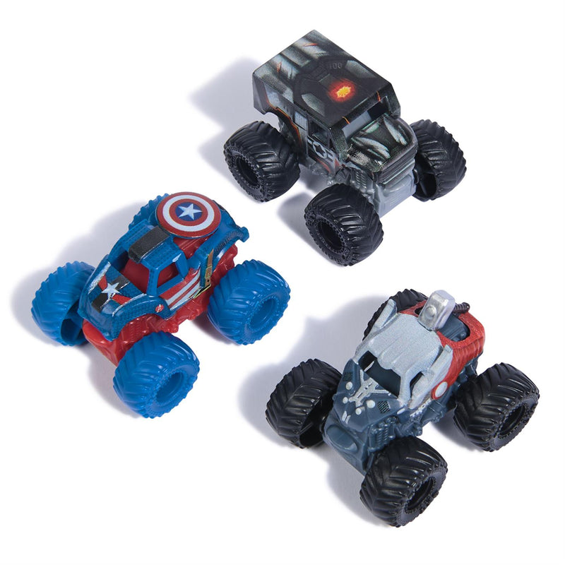 MonsterJam, Marvel Mini Monster Truck 3 Pack 1:87 Scale - Thor - Captain America - War Machine