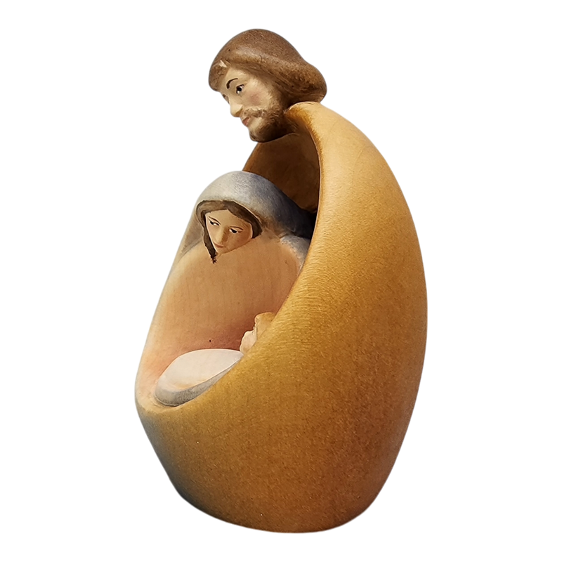 Modern Style Holy Family Carved Nativity - Color - 4.5 Inch - with Faces