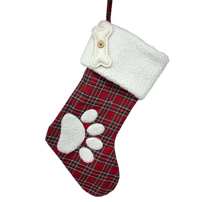 Plush Plaid Pet Stocking  Red Tartan