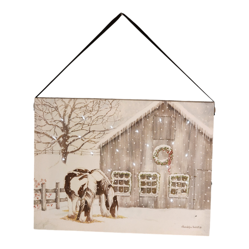 Fiber Optic Lighted Canvas Art - Grazing at the Barn