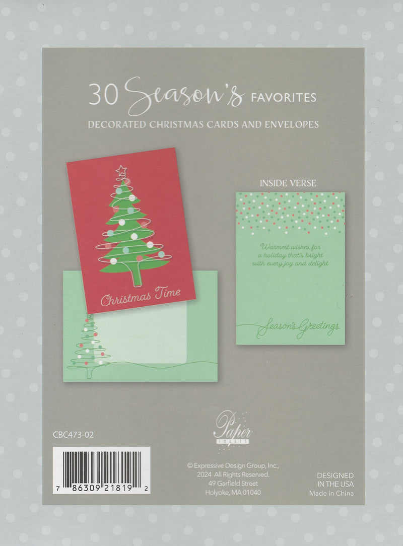 Classic Boxed Cards - Set of 30 - Contemporary Tree