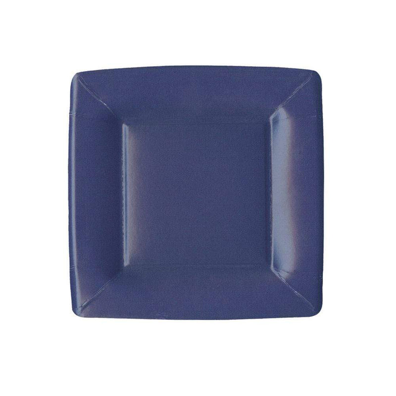 Grosgrain Border Square Paper Salad & Dessert Plates in Navy - 8 Per Package