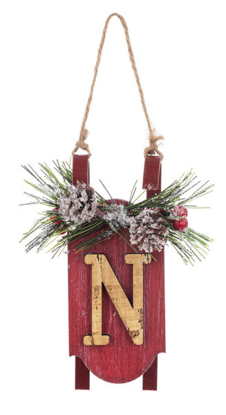 Monogram Sled Ornament -