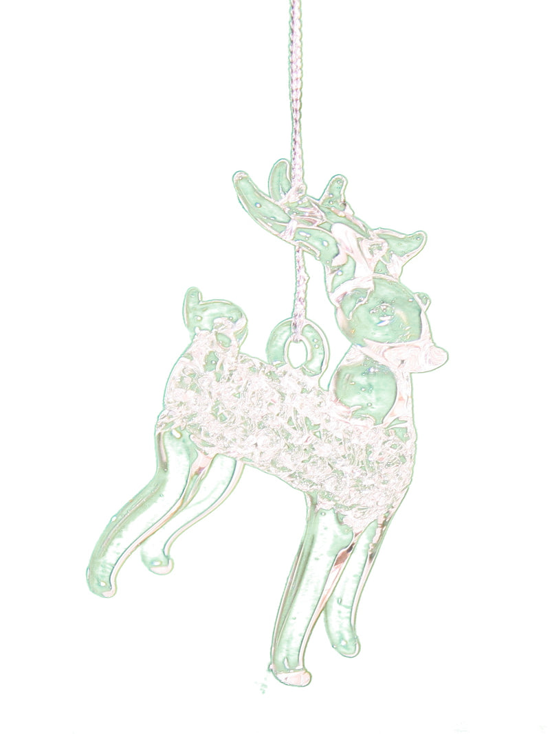 Spunglass Ornament - Clear Reindeer