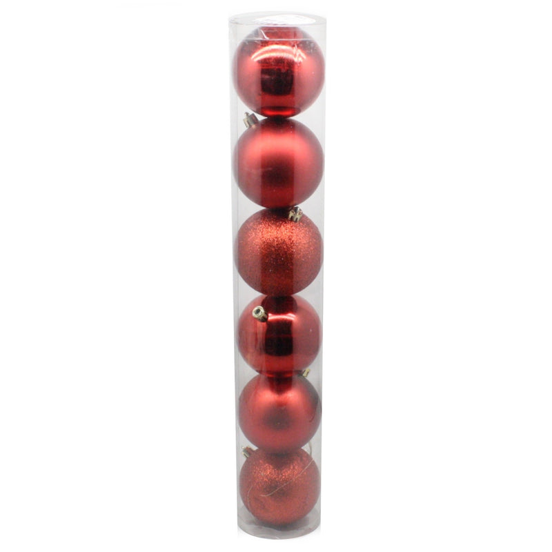 Shatterproof Ornament - Red - 80mm - 6 pack