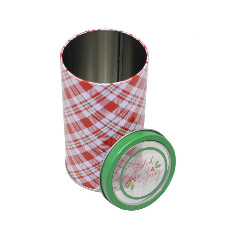 Cookie Tin with Window Lid - Filled With Joy - The Country Christmas Loft