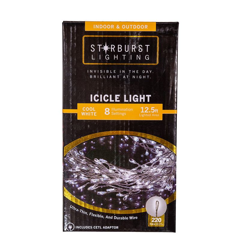 220-Light Starburst Cool White LED Icicle Light Set - The Country Christmas Loft