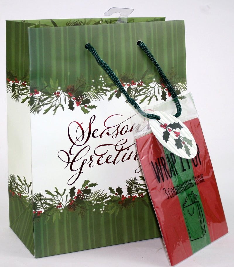 Traditional Gift Bag With Matching Tissue - - The Country Christmas Loft