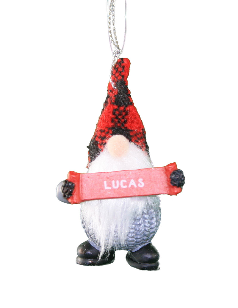 Personalized Gnome Ornament (Letters J-P) - Lucas - The Country Christmas Loft