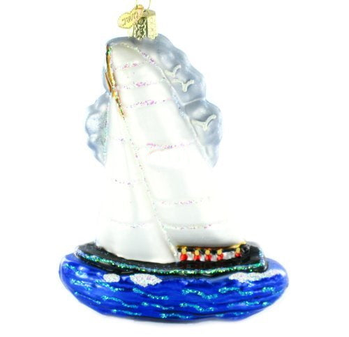 Old World Christmas Racing Sailboat Glass Ornament - The Country Christmas Loft