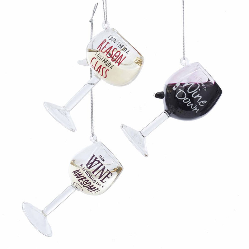 Glass Wine Glass Ornament -  It's Time To Wine Down - The Country Christmas Loft