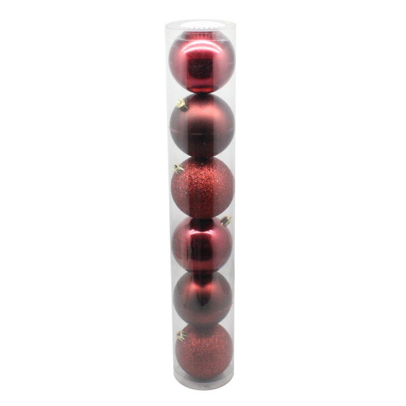 Shatterproof Ornament - Burgundy - 80mm - 6 pack