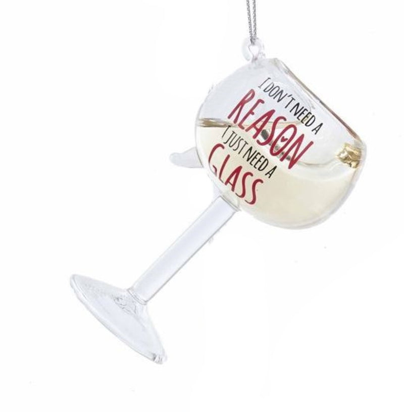 Glass Wine Glass Ornament -  It's Time To Wine Down - The Country Christmas Loft