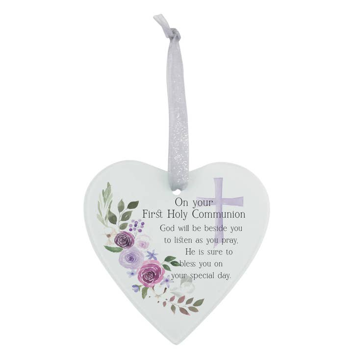 Glass Ornament Heart 1st Holy Communion