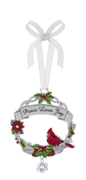 Christmas Cardinal Ornament - Peace Love Joy - The Country Christmas Loft