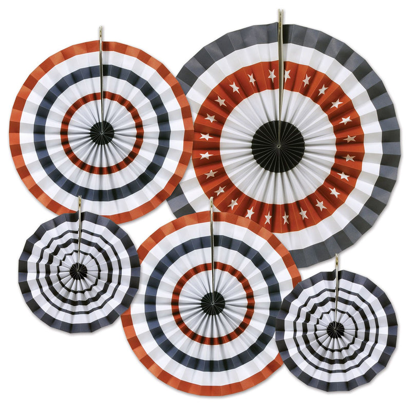 Patriotic Paper Fans - Set of 5