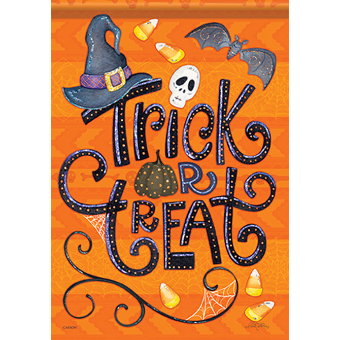 Trick or Treat Glittertrends Garden Flag - 12.5" x 18"