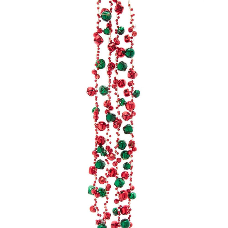 Red and Green Bell Garland - 6 Feet - The Country Christmas Loft