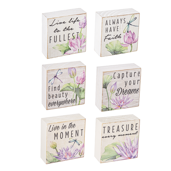 Watercolor Lilies Sign  Block -