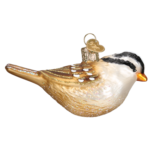 White Crowned Sparrow  Glass Ornament